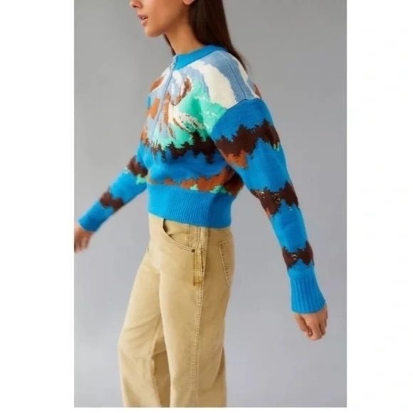 UO BDG Jesse Half-Zip Sweater Size M NWT Graphic Landscape Urban Outfitters - Picture 4 of 9